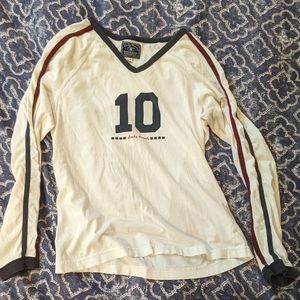 Lucky Brand Dungarees Size Medium Striped Sleeve Top 90s